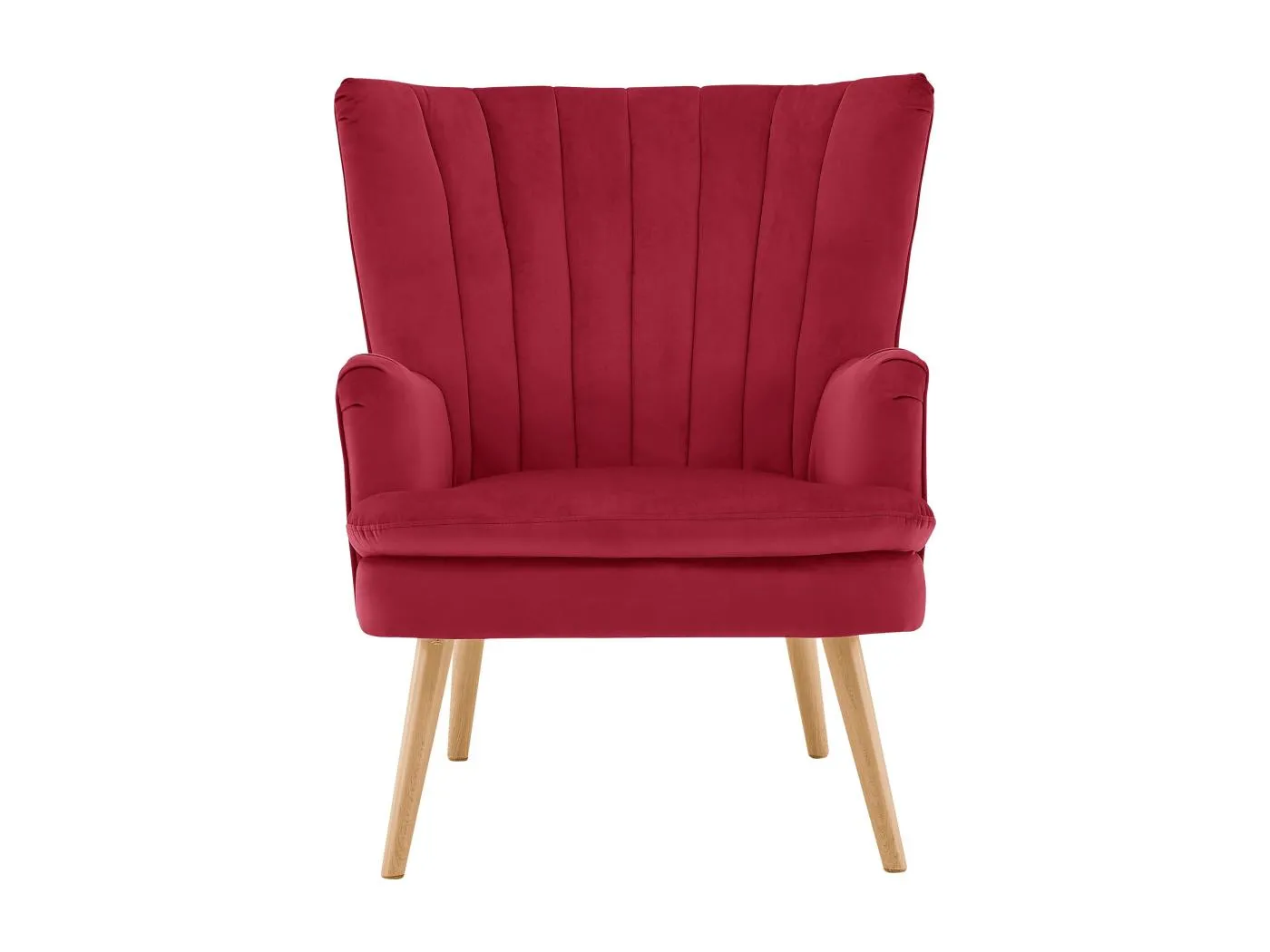 Zenia | Sessel + Hocker aus Samt rot