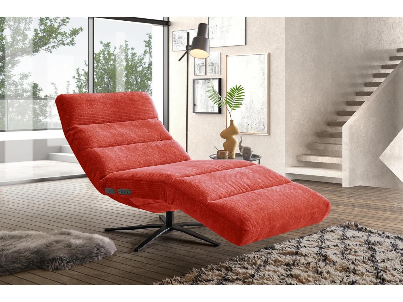 Relaxliege - Rot Cord - ALINA