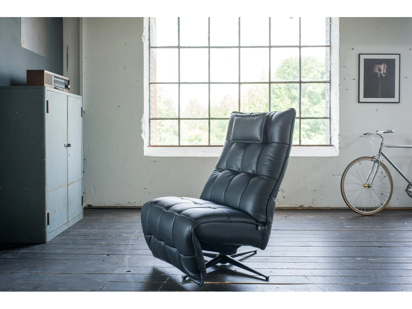 Relaxsessel - Schwarz Leder - MIKO