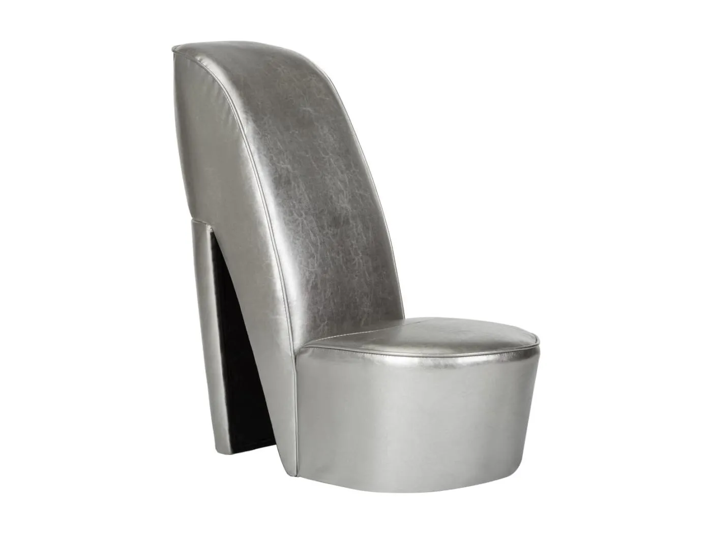 Stuhl in Stöckelschuh-Form Silbern Kunstleder