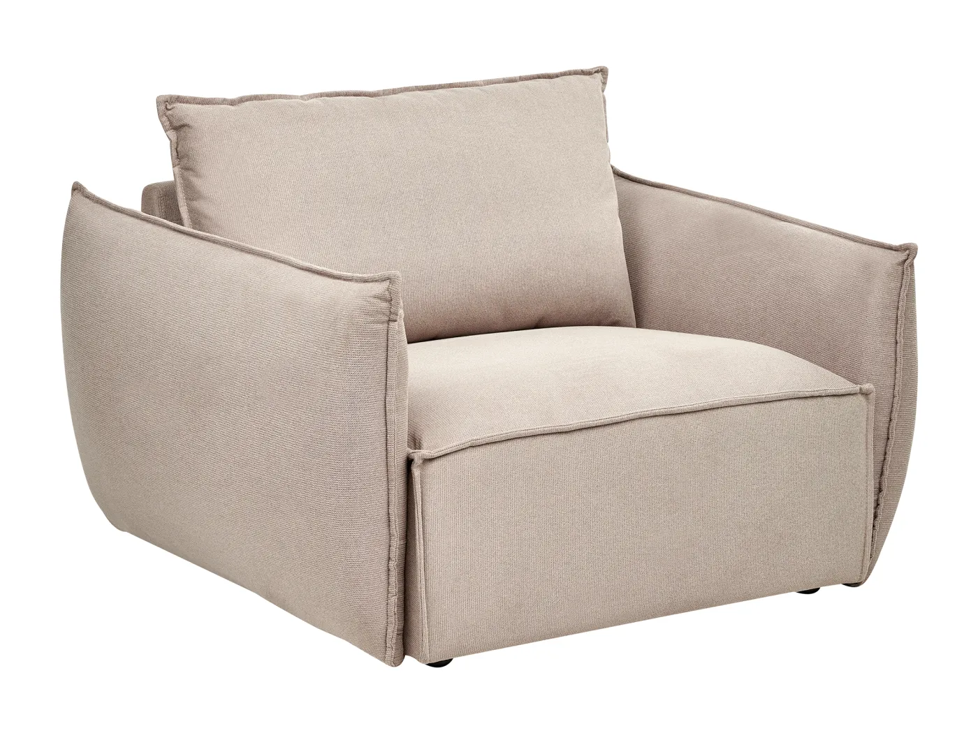 Sessel Stoff beige/taupe mit tiefem und breitem Sitz Kissen gepolstert Kunes