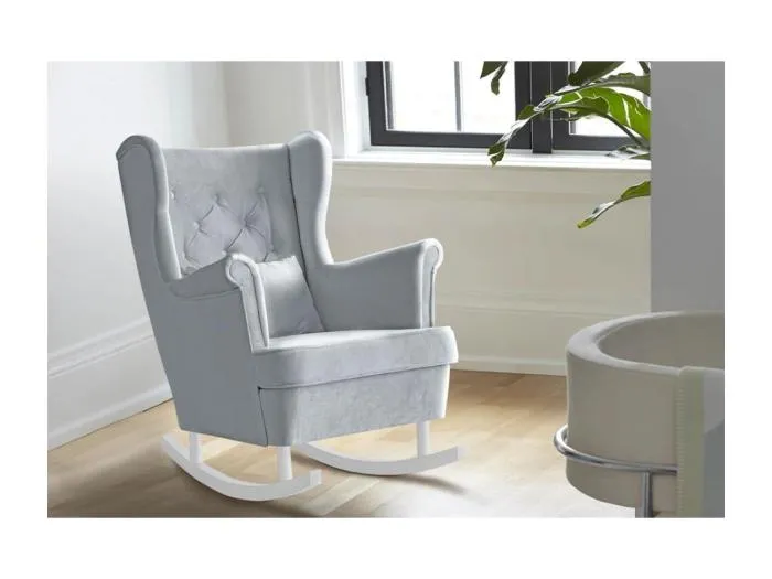 SCHAUKELSTUHL Fabio hellgrau mit Weiß Beinen