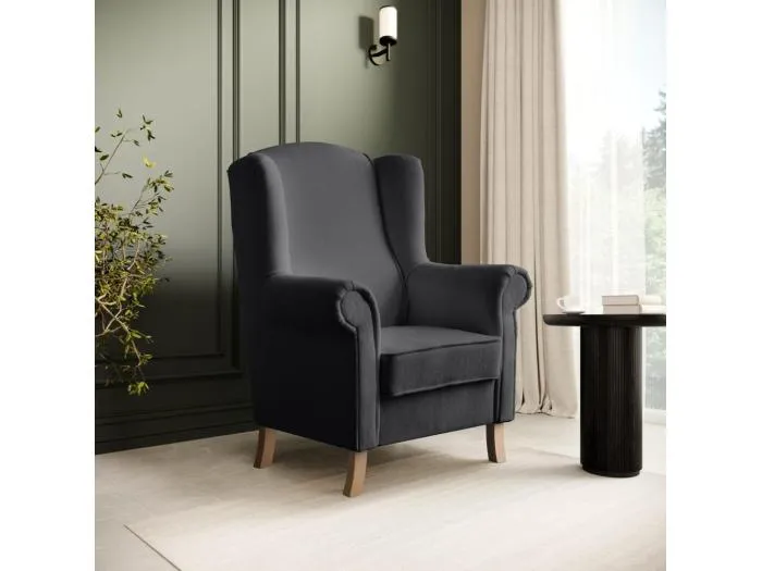 OHRENSESSEL Leonardo dunkelgrau boucle-stoff