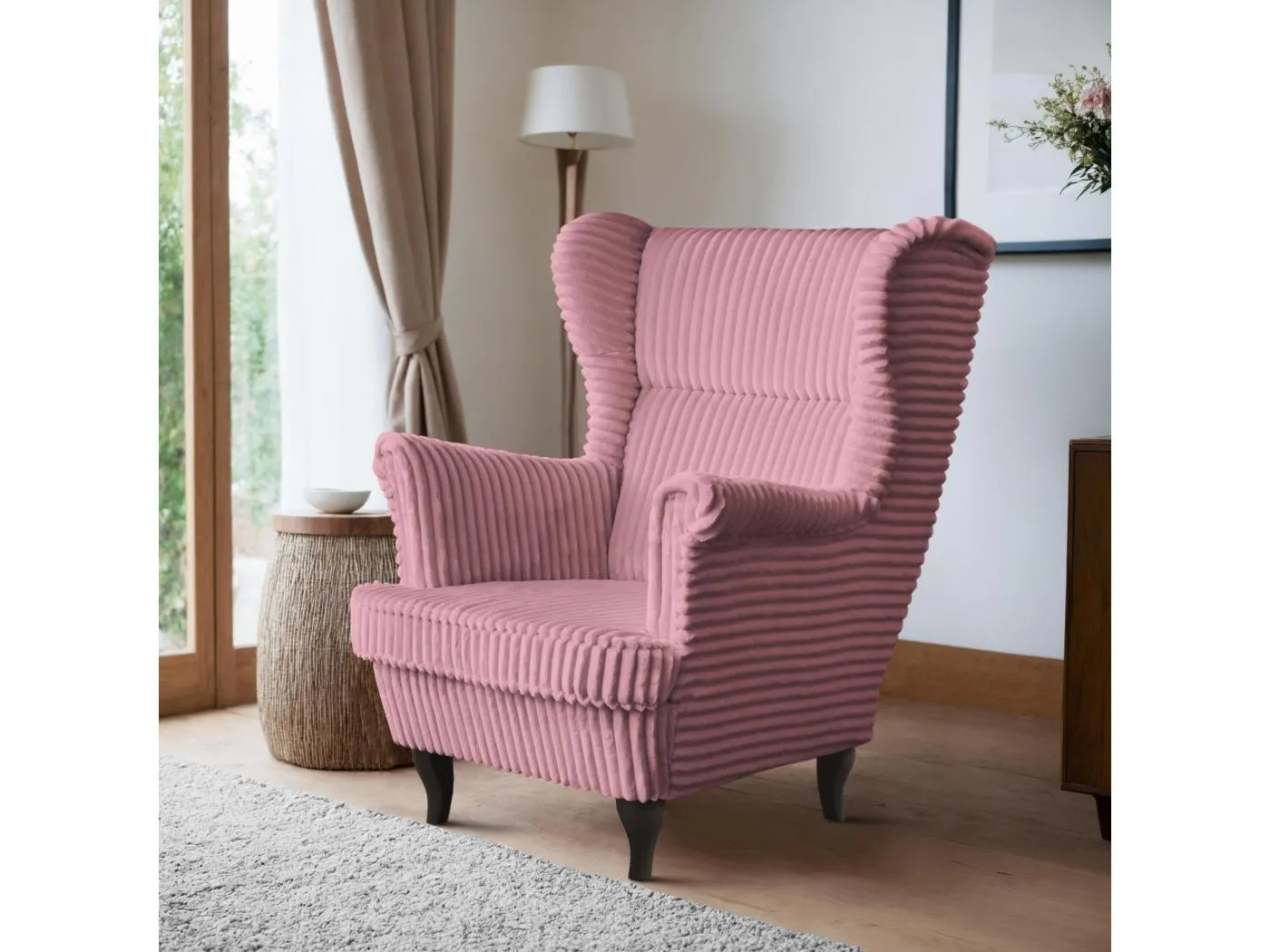 RELAXSESSEL Felix Rosa mit Wenge Beinen Cordstoff