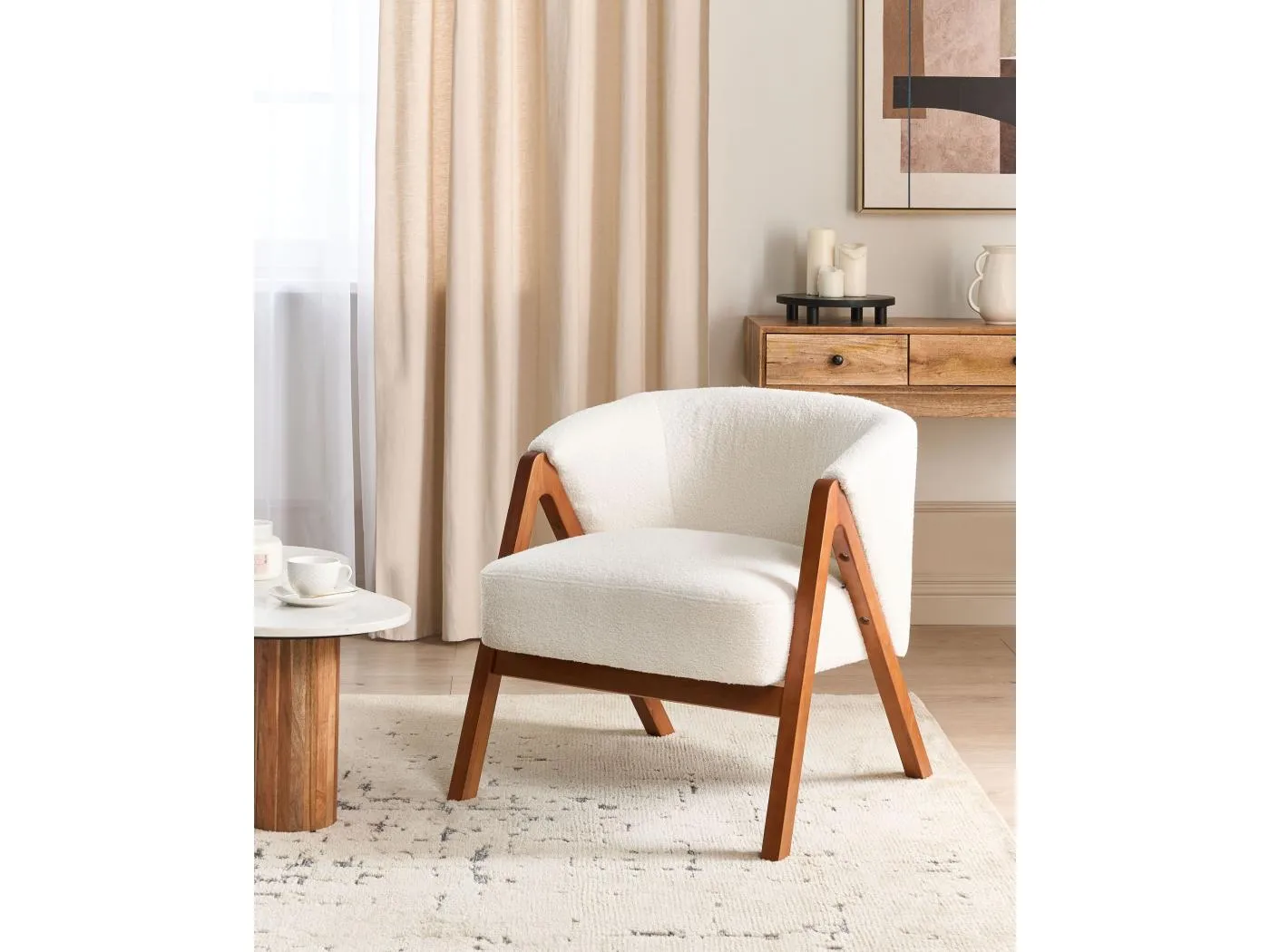 Sessel SKEI Bouclé Weiss