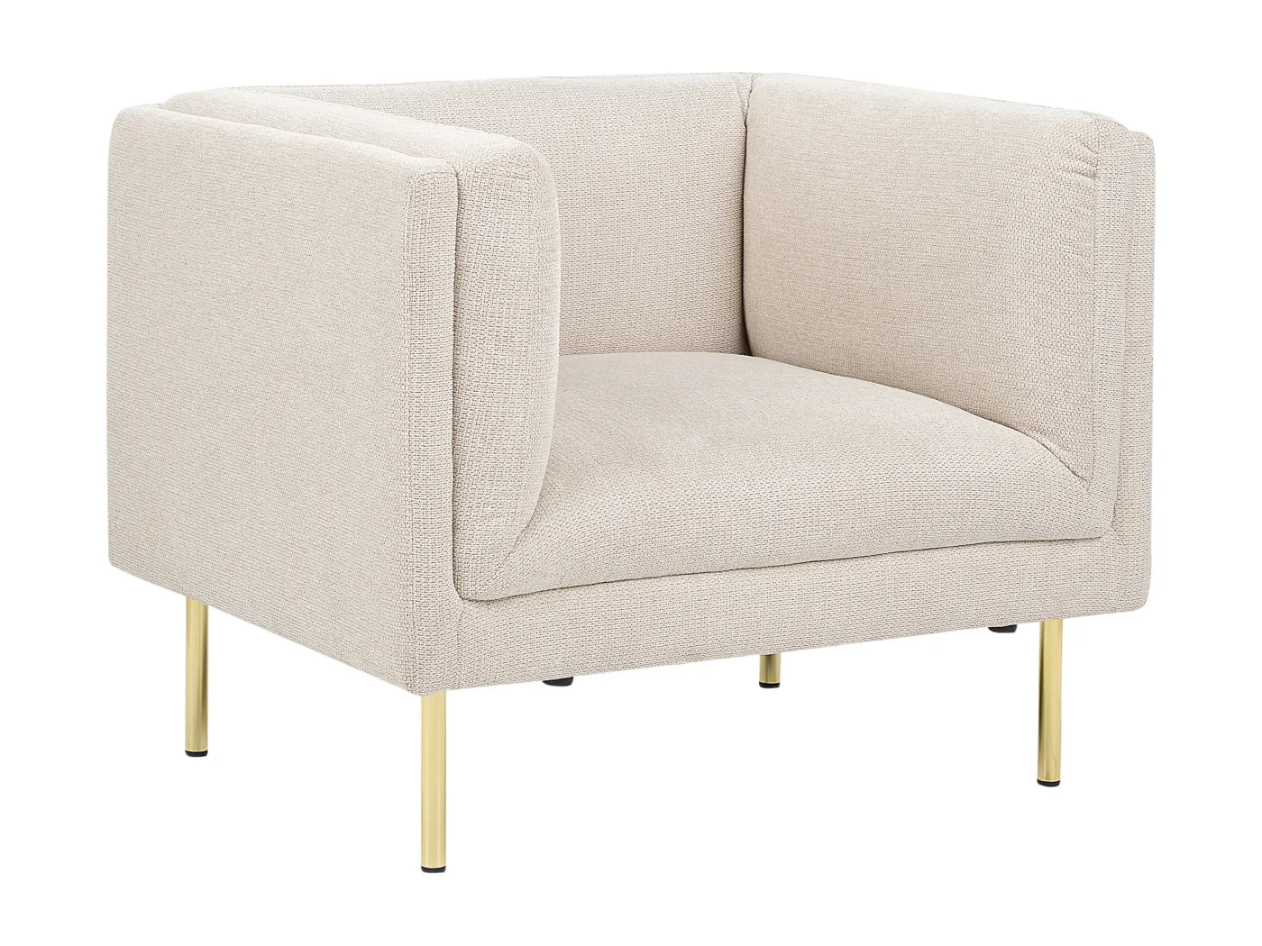 Sessel aus Stoff beige / goldene Beine mit Armlehnen modern Moen
