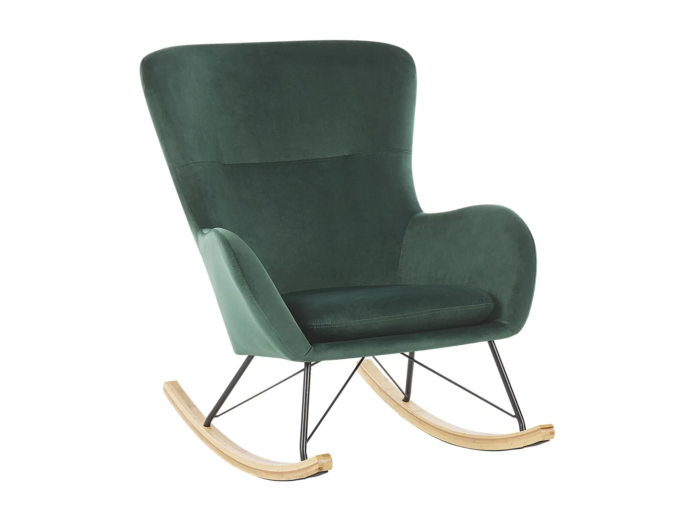Stilvolles Schaukelsessel mit samtigem Polsterbezug dunkelgrün Ellan