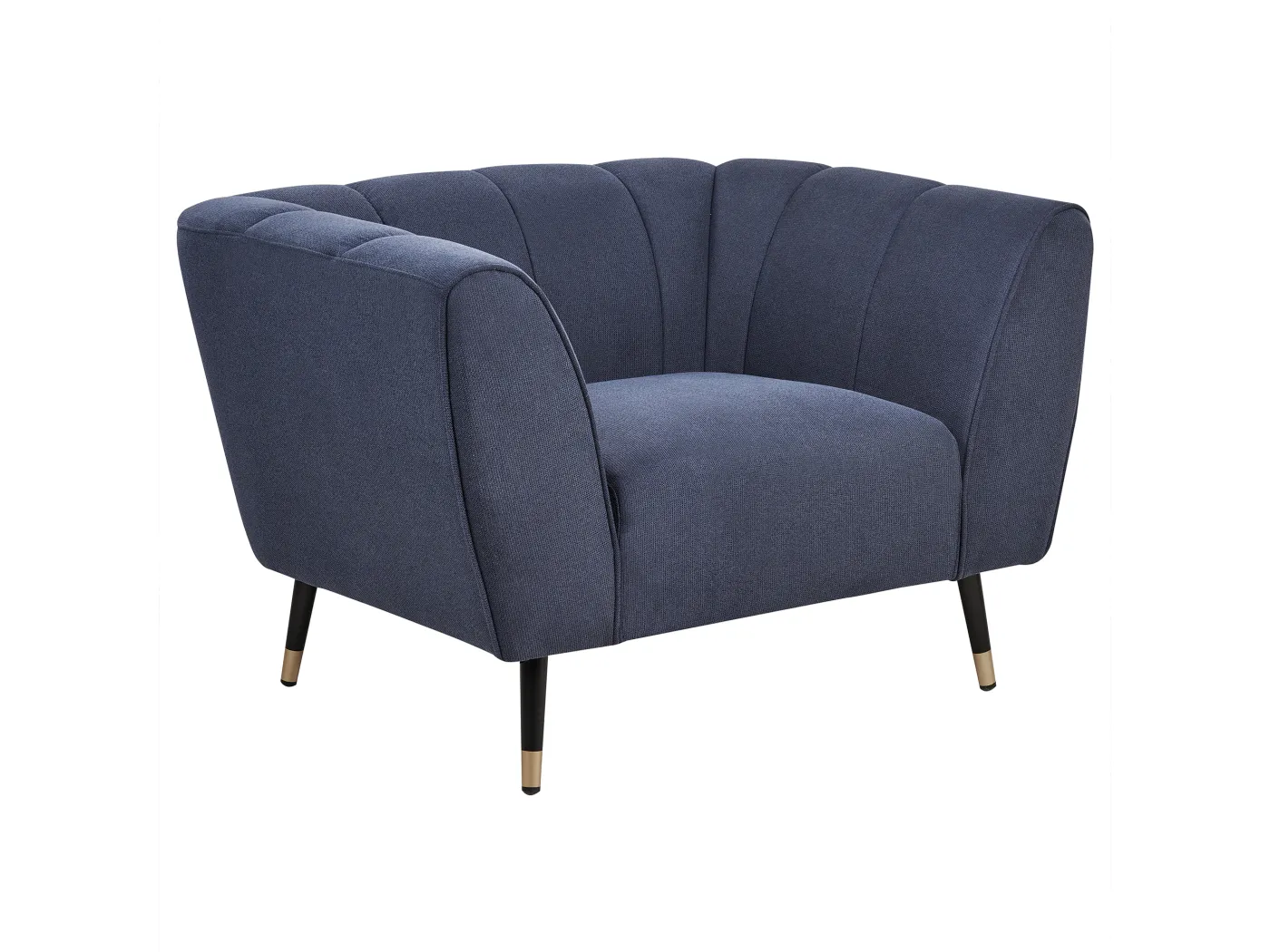 Sessel Stoff dunkel blau mit tiefem und breitem Sitz Kissen gepolstert Orsta