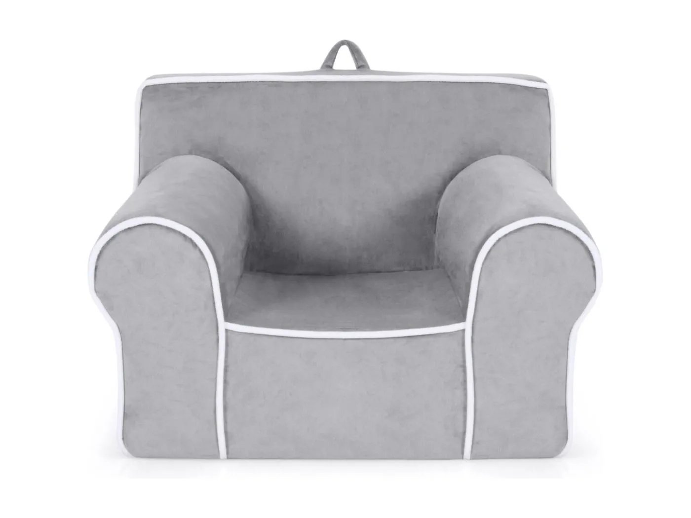 Gepolstertes Kindersofa mit Schaumstofffüllung & Armlehne & Handgriff 68 x 46 x 50 cm Grau