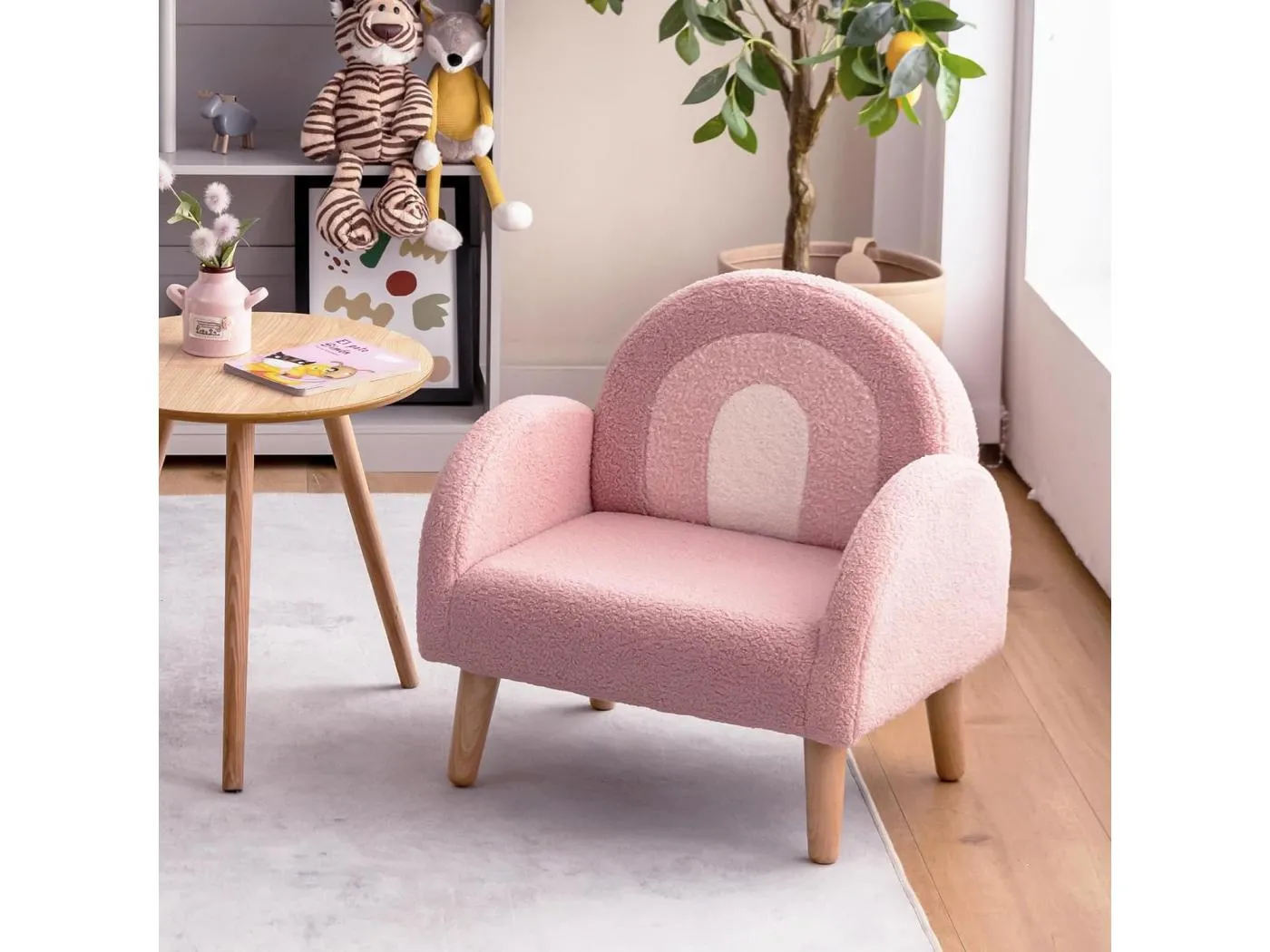 Kindersessel für Kleinkinder Kindersofa gepolstert mit Rückenlehne Rosa