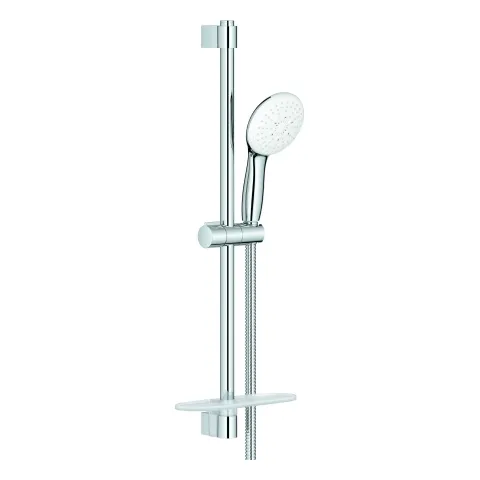 Brausestangenset Tempesta 110 26918_3, 600mm, Handbrause Tempesta 110, 3 Strahlarten: Rain/Jet/Massage, Metall-Brauseschlauch Relexaflex 1.750mm, Ablage, Water Saving, maximaler Durchfluss (bei 3 bar): 8.4 l/min, chrom