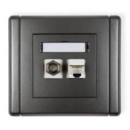 Antennensteckdose Typ F (SAT) + Komp. Steckdose 1xRJ45, Kat. 5e, 8-polig graphit 11FGFK