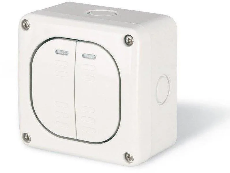 Aufputz-Doppelschalter 10AX, M95, IP66, grau, SCAME PROTECTA 137.5021