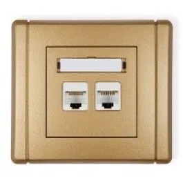 Doppelte Computer-Steckdose 2xRJ45, Kat. 6, geschirmt, 8-polig gold 8FGK-6