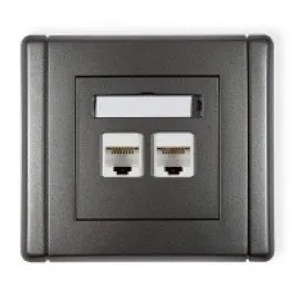 Doppelte Computer-Steckdose 2xRJ45, Kat. 6, geschirmt, 8-polig graphit 11FGK-6