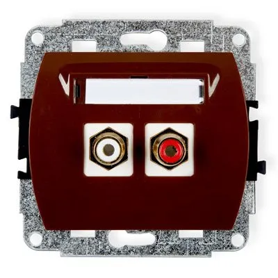 Doppelte Lautsprechersteckdose RCA (Cinch-Typ - weiß und rot, vergoldet) braun 4GRCA-2
