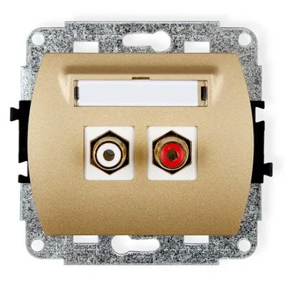 Doppelte Lautsprechersteckdose RCA (Cinch-Typ - weiß und rot, vergoldet) gold 8GRCA-2