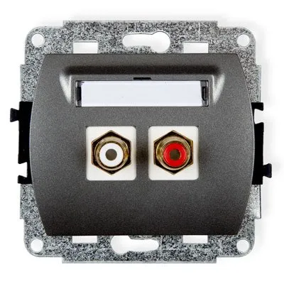 Doppelte Lautsprechersteckdose RCA (Cinch-Typ - weiß und rot, vergoldet) graphit 11GRCA-2