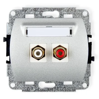 Doppelte Lautsprechersteckdose RCA (Cinch-Typ - weiß und rot, vergoldet) silber 7GRCA-2