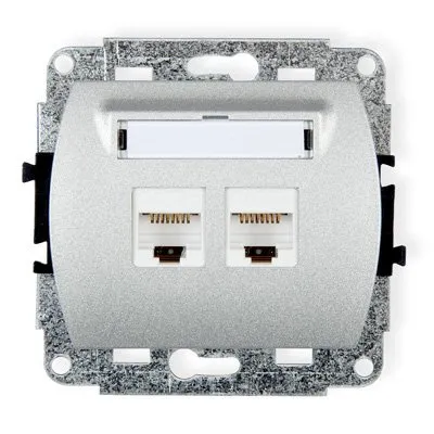 Doppelter Computer-Steckdosenmechanismus 2xRJ45, Kat. 6, 8-polig silber 7GK-4