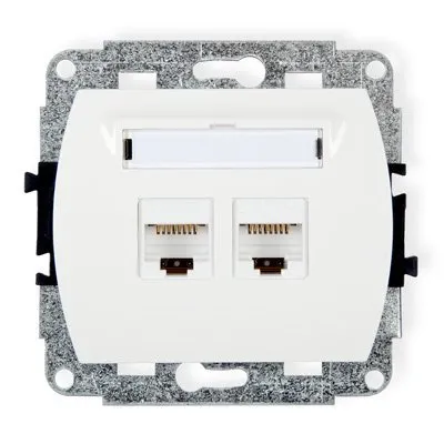 Doppelter Computer-Steckdosenmechanismus 2xRJ45, Kat. 6, 8-polig weiß GK-4