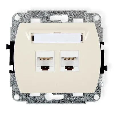 Doppelter Computer-Steckdosenmechanismus 2xRJ45, Kat. 6, geschirmt, 8-polig beige 1GK-6