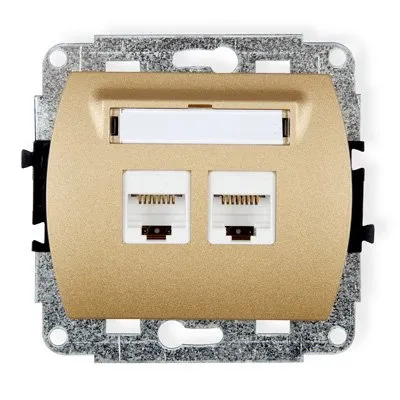 Doppelter Computer-Steckdosenmechanismus 2xRJ45, Kat. 6, geschirmt, 8-polig gold 8GK-6