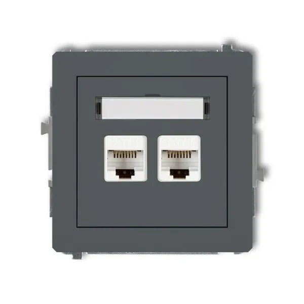 Doppelter Computer-Steckdosenmechanismus 2xRJ45, Kat. 6, geschirmt, 8-polig graphit matt 28DGK-6
