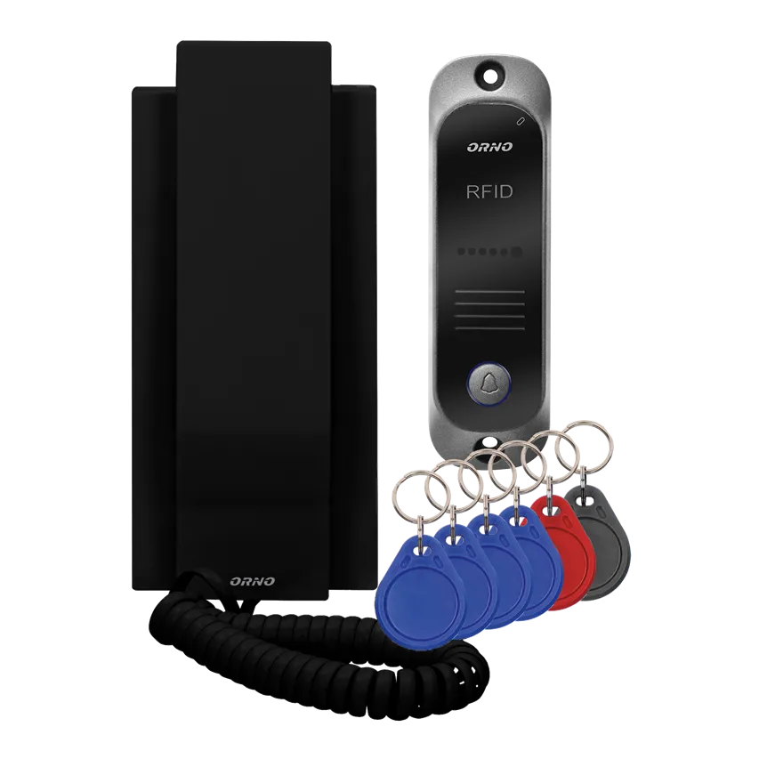 Ein-Familien-Sprechanlage mit Gegensprechanlage und Proximity-Schlüsselanhänger-Leser schwarz AVIOR Orno