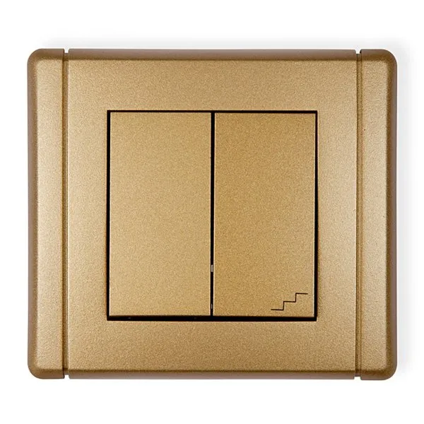 Einpoliger Schalter mit Treppenhausschalter (gemeinsame Stromversorgung) gold 8FWP-10.1
