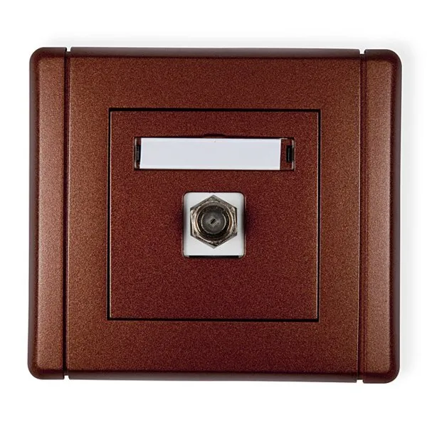 Einzelne Antennensteckdose Typ F (SAT) vernickelt braun 9FGF-1