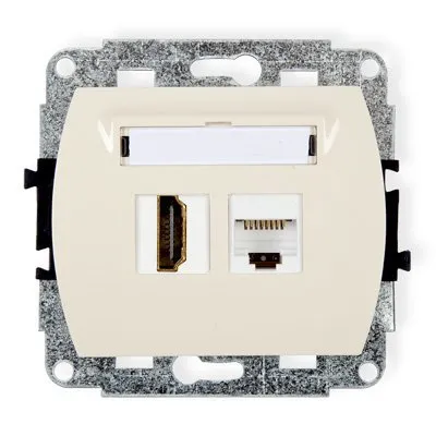 Einzelne HDMI 2.0-Steckdose+ Einzelcomp. 1xRJ45, Kat. 5e, 8-polig beige 1GHK