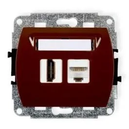 Einzelne HDMI 2.0-Steckdose+ Einzelcomp. 1xRJ45, Kat. 5e, 8-polig braun 4GHK
