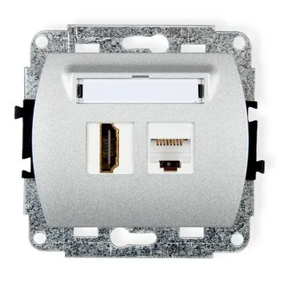 Einzelne HDMI 2.0-Steckdose+ Einzelcomp. 1xRJ45, Kat. 5e, 8-polig silber 7GHK