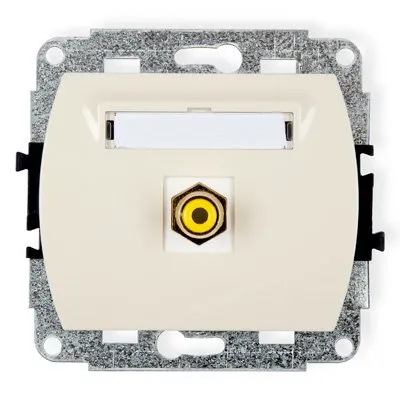 Einzelne Lautsprechersteckdose RCA (Cinch-Typ - gelb, vergoldet) beige 1GRCA-1