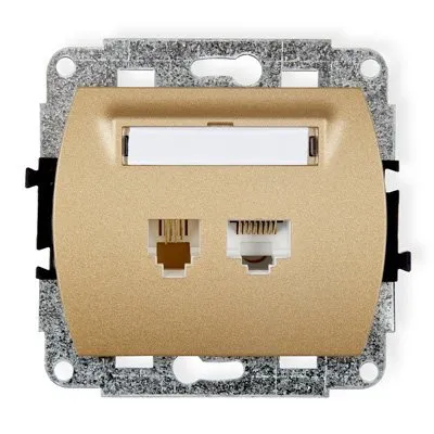 Einzelne Telefonsteckdose 1xRJ11 + Computer 1xRJ45 einzeln, Kat. 5e, 8-polig gold 8GTK