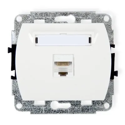 Einzelner Computer-Steckdosenmechanismus 1xRJ45, Kat. 6, geschirmt, 8-polig weiß GK-5