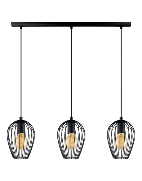 Hängelampe NEWTOWN schwarz 3x E27 60W 16cm 70cm 49478 EGLO