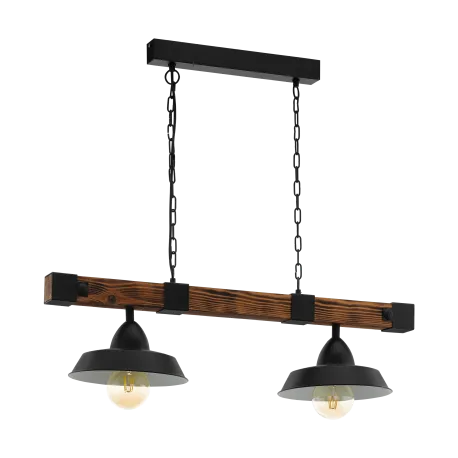Hängelampe OLDBURY schwarz, braun 2x E27 60W 49684 EGLO