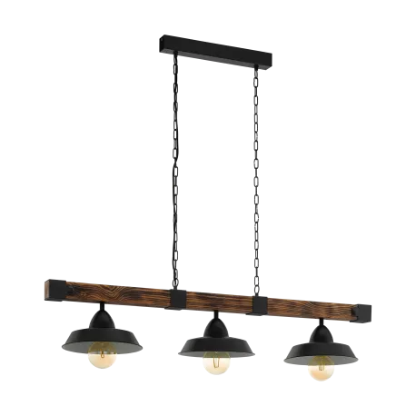 Hängelampe OLDBURY schwarz, braun 3x E27 60W 49685 EGLO