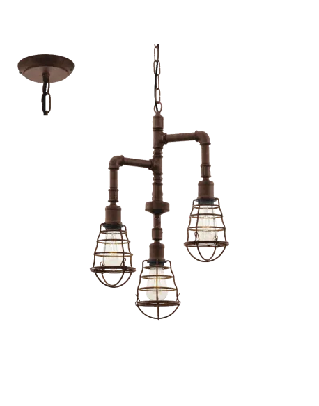 Hängelampe PORT SETON braun 3x E27 60W 49808 EGLO