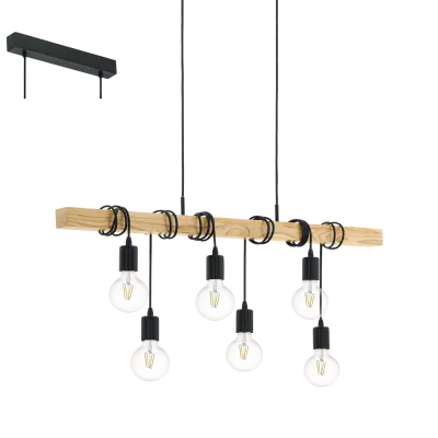 Hängelampe TOWNSHEND schwarz 6x E27 60W 95499 EGLO