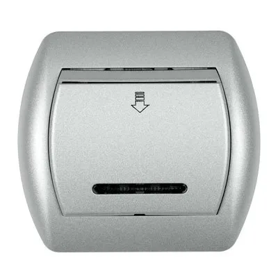 Hotelschalter silber metallic IP20, 16A, 230V~  50Hz (Serie/Kategorie: TREND) 7SH-1
