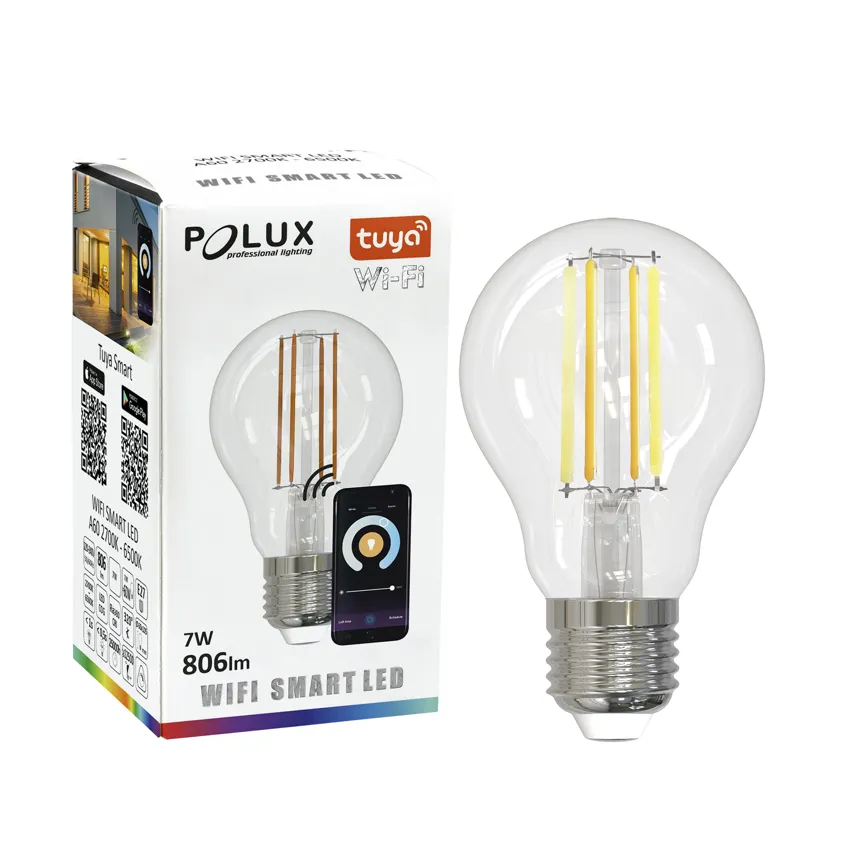 Intelligente LED-Glühbirne A60 Filament Clear E27 7W 2700-6500K 806lm WiFi TUYA SMART