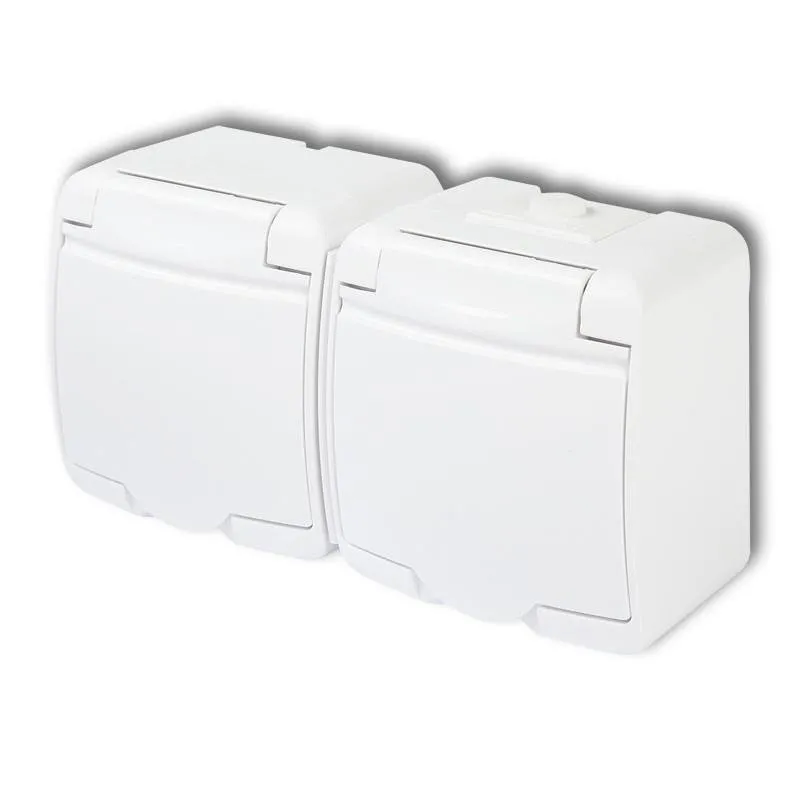 KARLIK | JUNIOR IP54 SERIE 2-fach Schuko Steckdose 2x(2P+Z) (weiße Klappe)