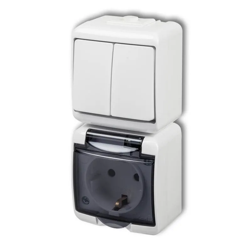 KARLIK | JUNIOR IP54 SERIE Vertical MIX Serienschalter + Steckdose (Rauchklappe)