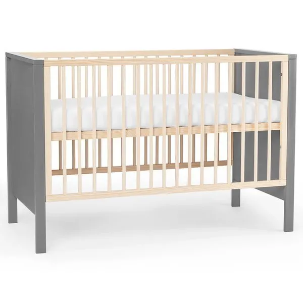 Kinderkraft Mia 2in1 - Kinderbett + Kokosnuss/Schaumstoffmatratze + Bettlaken Grau