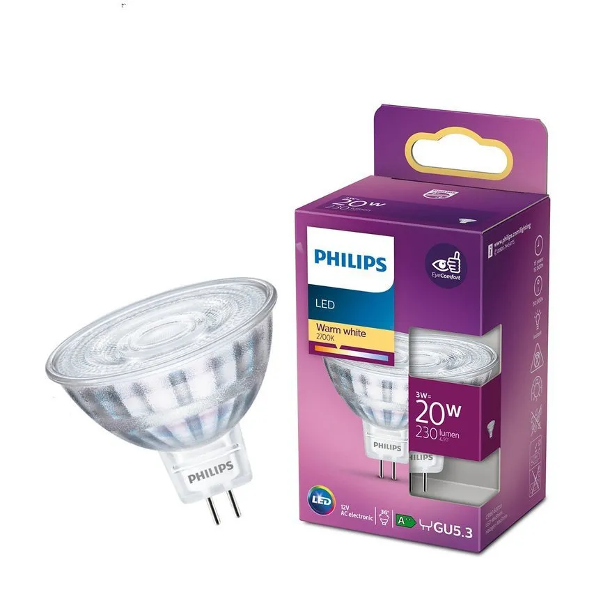 LED-Glühbirne MR16 GU5.3 3W 2700K 230lm 12V Philips