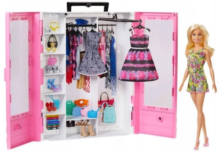 Mattel Barbie Kleidung Kleiderschrank + Puppe GBK12