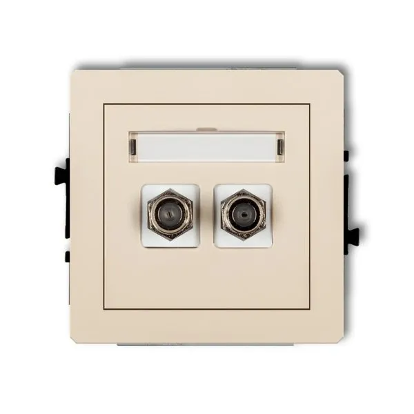 Mechanismus Antennensteckdose, doppelt, Typ F (SAT) vergoldet beige 1DGF-2.1